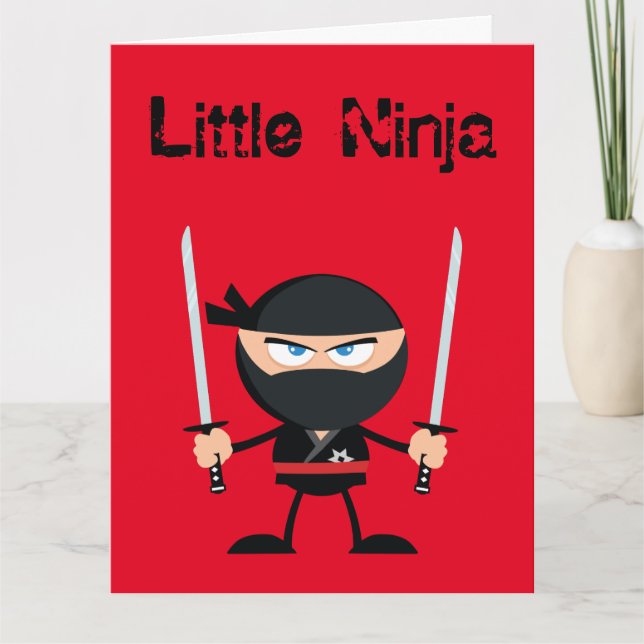 Happy Birthday Ninja Warrior With Two Katana Card (Front)