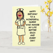 Happy Birthday Nurse Cartoon Card (Yellow Flower)