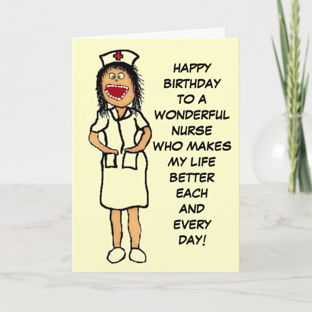 Happy Birthday Nurse Cartoon Card (Front)