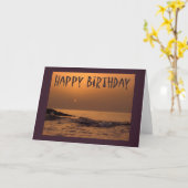 Happy birthday - Ocean sunrise Card (Yellow Flower)
