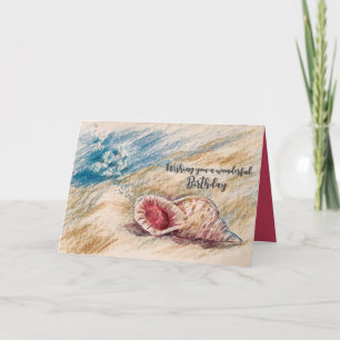 Happy Birthday Ocean Triton Trumpet Snail Shell  Card