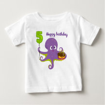 Happy birthday octopus 5th birthday t-shirt