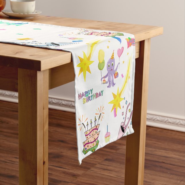 Happy Birthday Octopus Cupcake Table Runner (In Situ)
