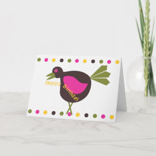 Happy Birthday - Odd Retro Bird Greeting Card