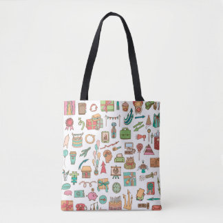 Happy birthday office elements in sketch doodle ha tote bag