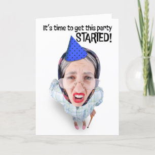 Happy Birthday Old Lady Wants to Go to Bed Holiday Card