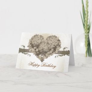 happy birthday old vintage heart cards