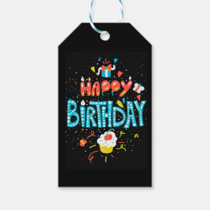 Happy Birthday on Black Gift Tags