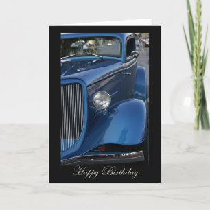 Happy Birthday on black with Vintage Car Card