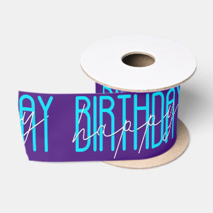 Happy Birthday On Purple Satin Ribbon