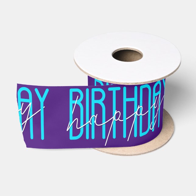 Happy Birthday On Purple Satin Ribbon (Spool)