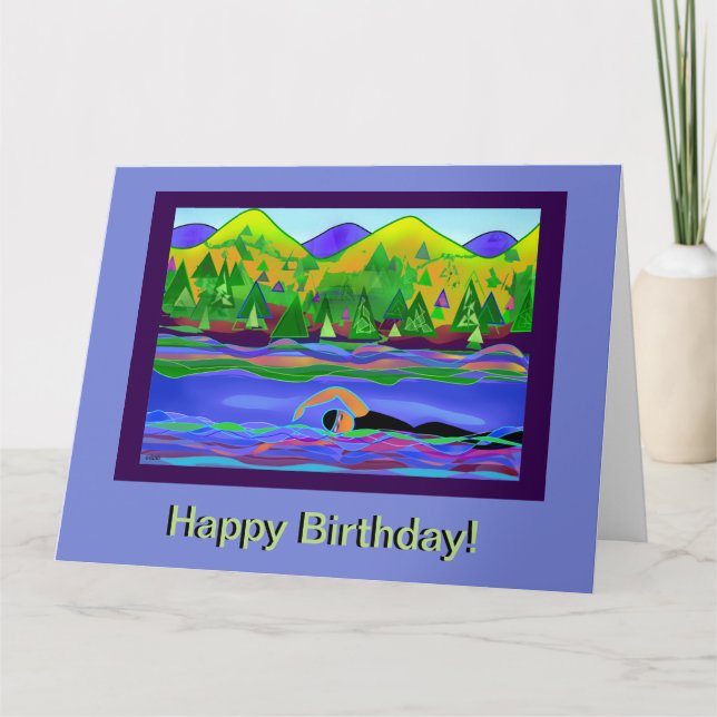 Happy Birthday Open Water Swim Card (Front)