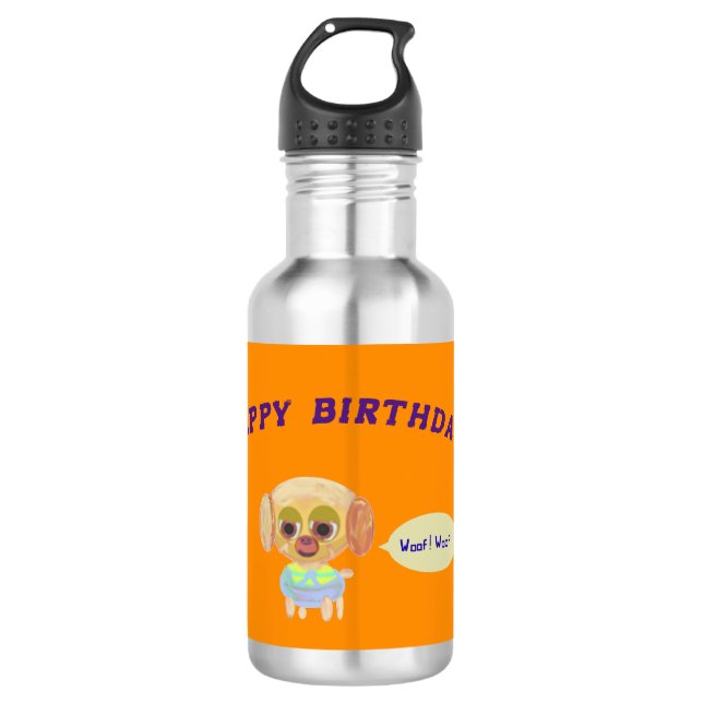 Happy Birthday Orange 532 Ml Water Bottle (Front)
