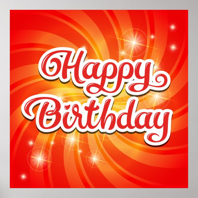 Happy Birthday Orange Background Poster (Front)