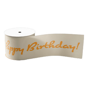 Happy Birthday! Orange Casual Script Grosgrain Ribbon
