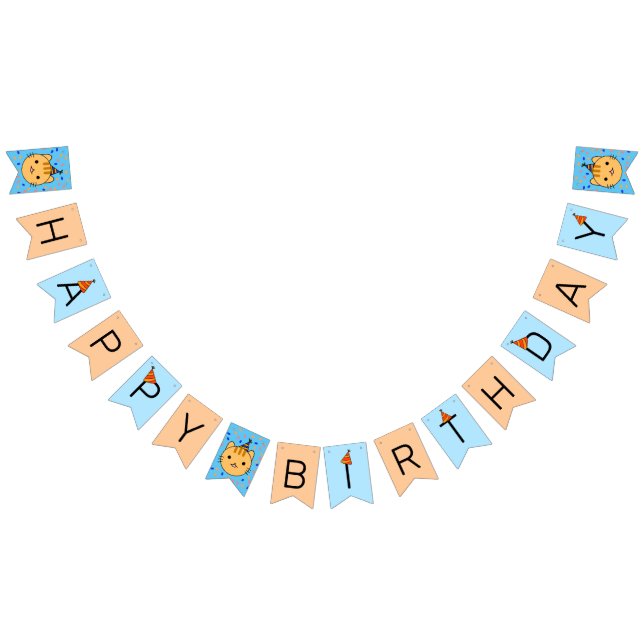 Happy Birthday Orange Cat Bunting Flags (All)