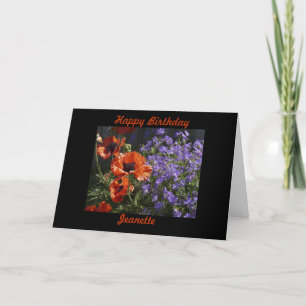 Happy Birthday, Orange Poppies Personalized Card