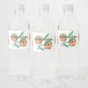 Happy Birthday  Oranges Script Party Water Bottle Label