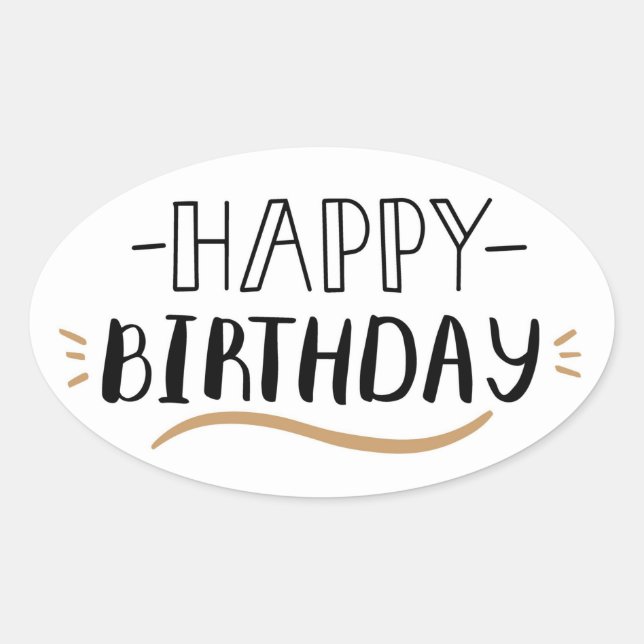 Happy Birthday Oval Sticker (Front)