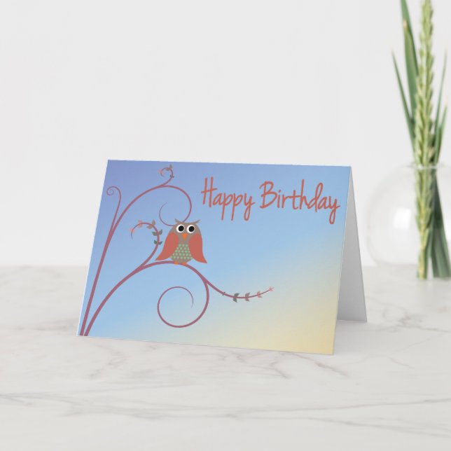 Happy Birthday - Owl Card (Front)