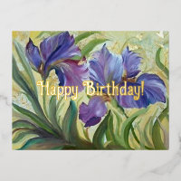 Happy birthday Painting of romantic irises