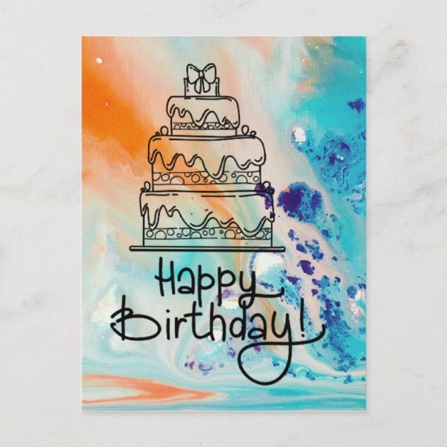 Happy birthday painting postcard (Front)