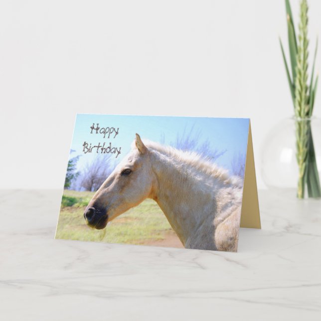 Happy Birthday Palomino Horse Card (Front)