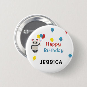 Happy birthday Panda bear white 2 Inch Round Button