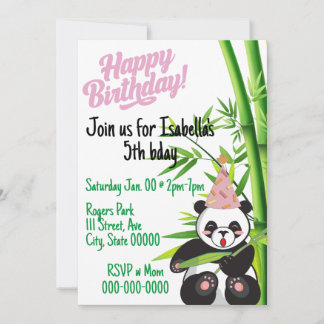 Happy Birthday Panda Customize-able Invite