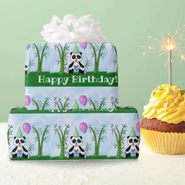 Happy Birthday Panda Party Wrapping Paper (Creator Uploaded)