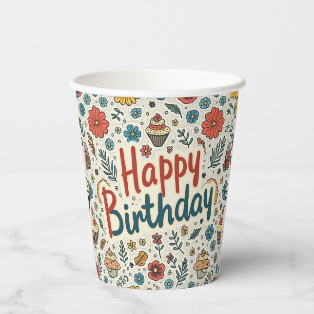 happy birthday paper cup (Back)
