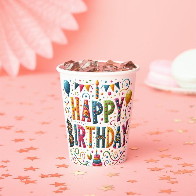 Happy Birthday Paper Cups (Insitu)