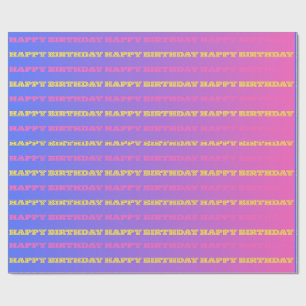 HAPPY BIRTHDAY PAPER, CUTE, PINK, PURPLE, YELLOW WRAPPING PAPER