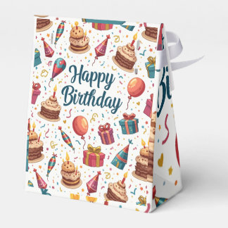 Happy Birthday Paper Favour Box with Balloons and