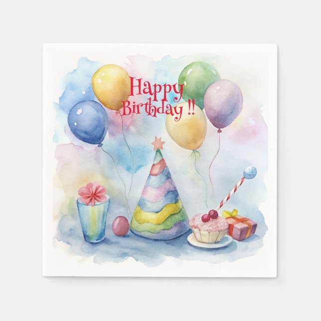 Happy Birthday !! Paper  Napkin (Front)