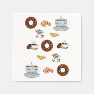 Happy Birthday Paper Napkins, Coffee Doughnuts Napkin
