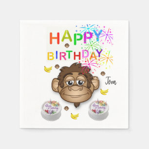 Happy Birthday Paper Napkins, Monkey Napkin