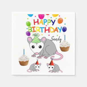 Happy Birthday Paper Napkins, Possum Napkin