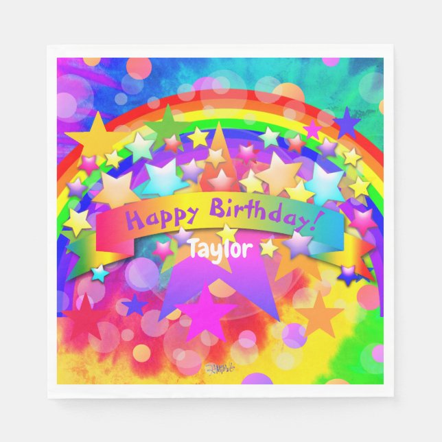 Happy Birthday Paper Napkins Rainbow HAMbyWG (Front)