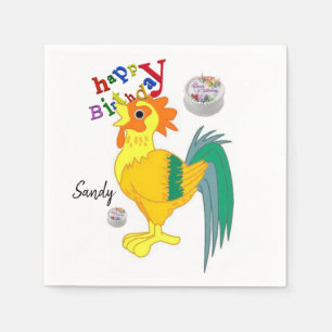 Happy Birthday Paper Napkins, Rooster Napkin
