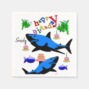 Happy Birthday Paper Napkins, Shark Napkin