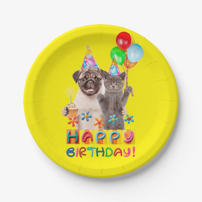 Happy birthday Paper Plates, 7" Round Paper Plate (Front)