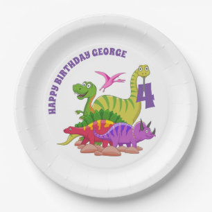 Happy Birthday Paper Plates - Dinosaur's