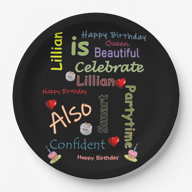 Happy Birthday Paper Plates Lillian (Front)