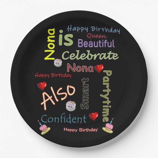Happy Birthday Paper Plates Nona (Front)