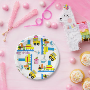 Happy Birthday Paper Plates Trucks Bus