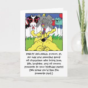 Happy Birthday Party Animals Greeting Card
