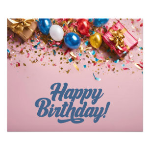 Happy Birthday Party Backdrop Poster