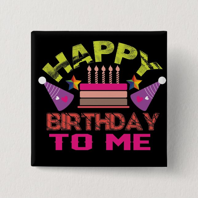 Happy Birthday Party Balloons  2 Inch Square Button (Front)