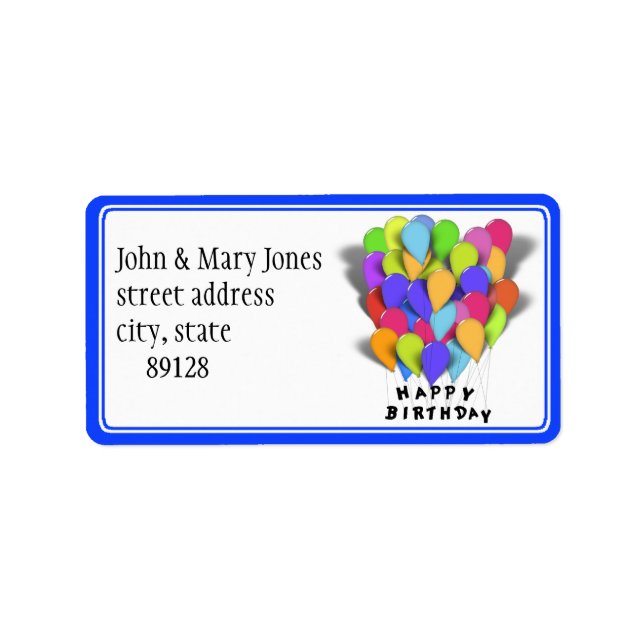 Happy Birthday - Party Balloons Label (Front)